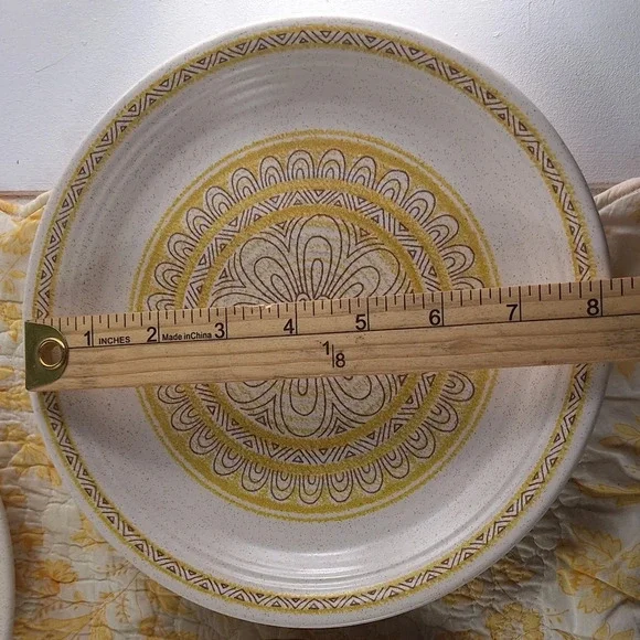 Vintage Franciscan Earthenware Hacienda (3) Lunch Plates 8 1/2” Yellow Flower - Picture 10 of 10